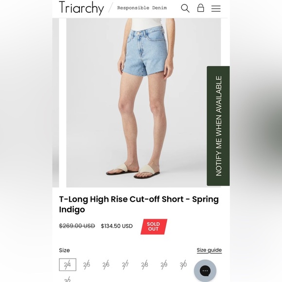 TRIARCHY High Rise Cut-off Short Color Spring Indigo
Size 30 - Picture 4 of 13